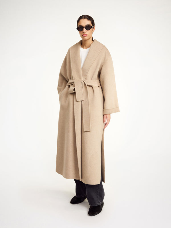 Trullem wool coat: Grey Brown Melange