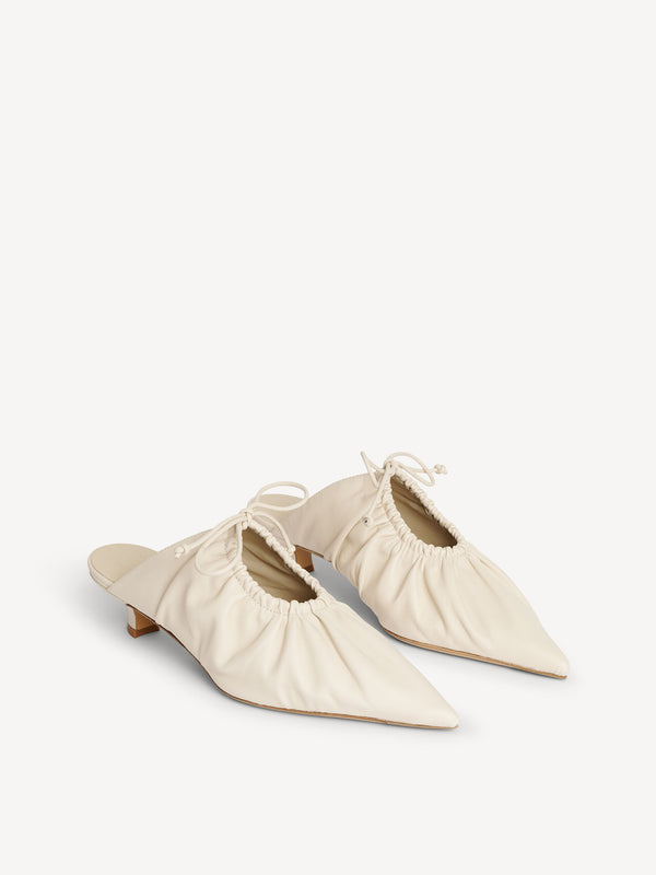 MASEY LEATHER MULES: LIGHT SAND