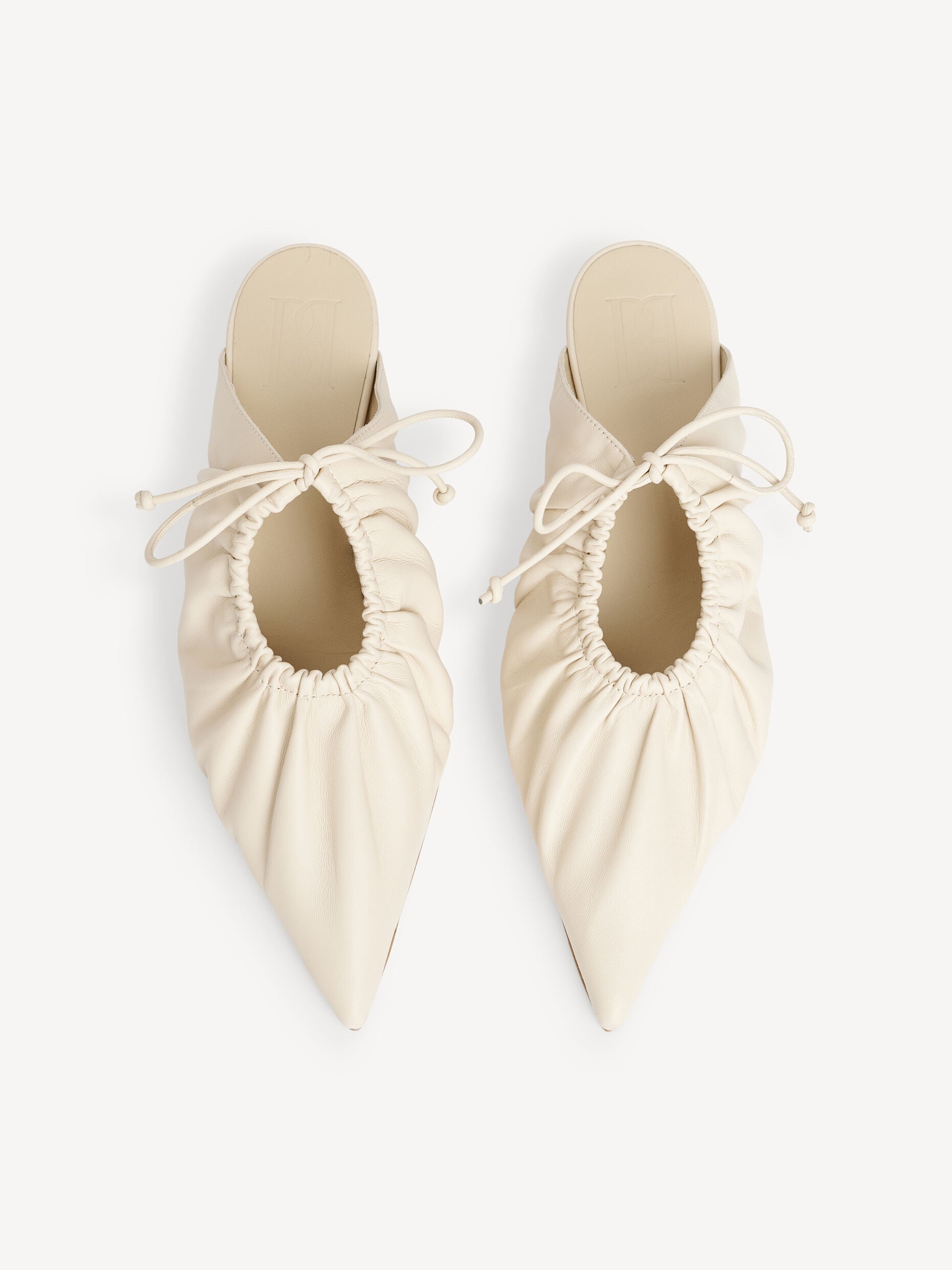 MASEY LEATHER MULES: LIGHT SAND