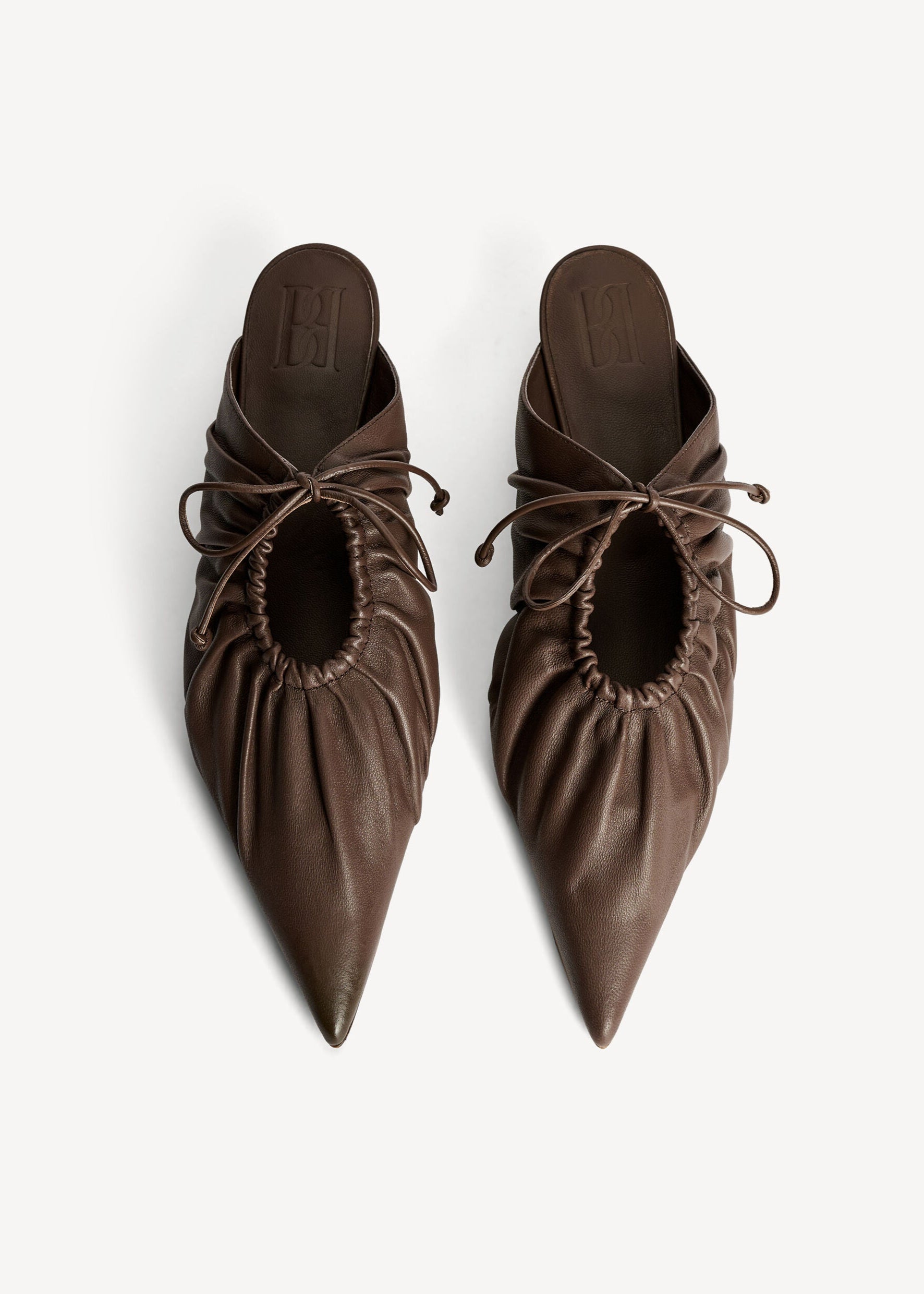 MASEY LEATHER MULES: CARAFE