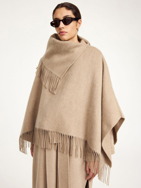 Turtma wool poncho: Grey Brown Melange