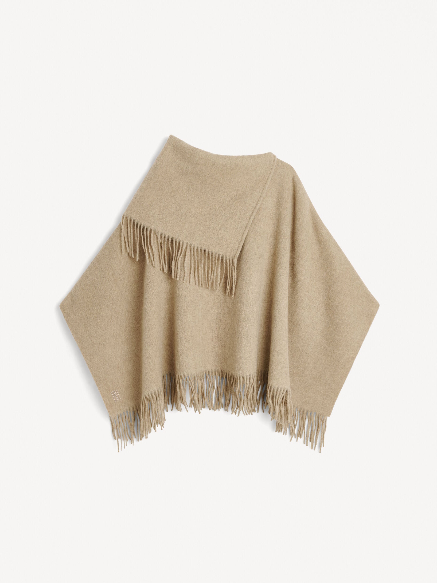 Turtma wool poncho: Grey Brown Melange
