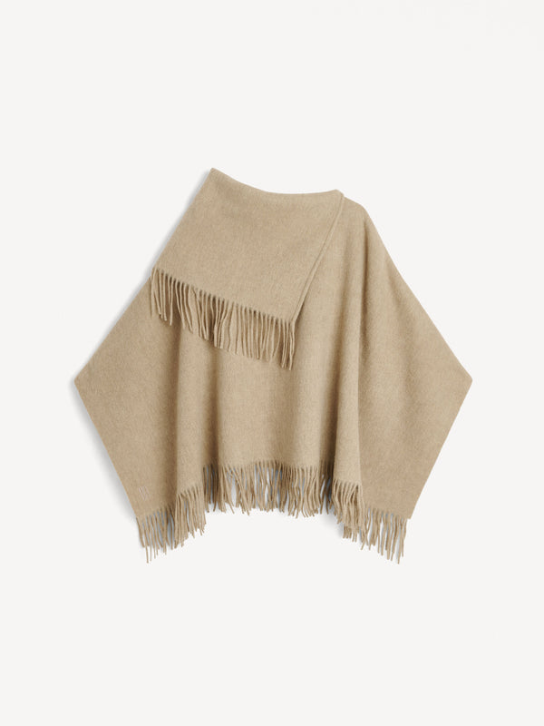 Turtma wool poncho: Grey Brown Melange