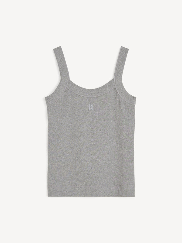 FRILLIO TOP: GREY MELANGE