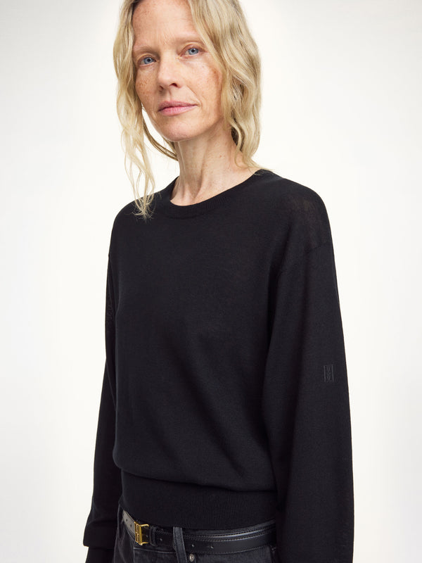 Mantea wool-blend sweater: Black