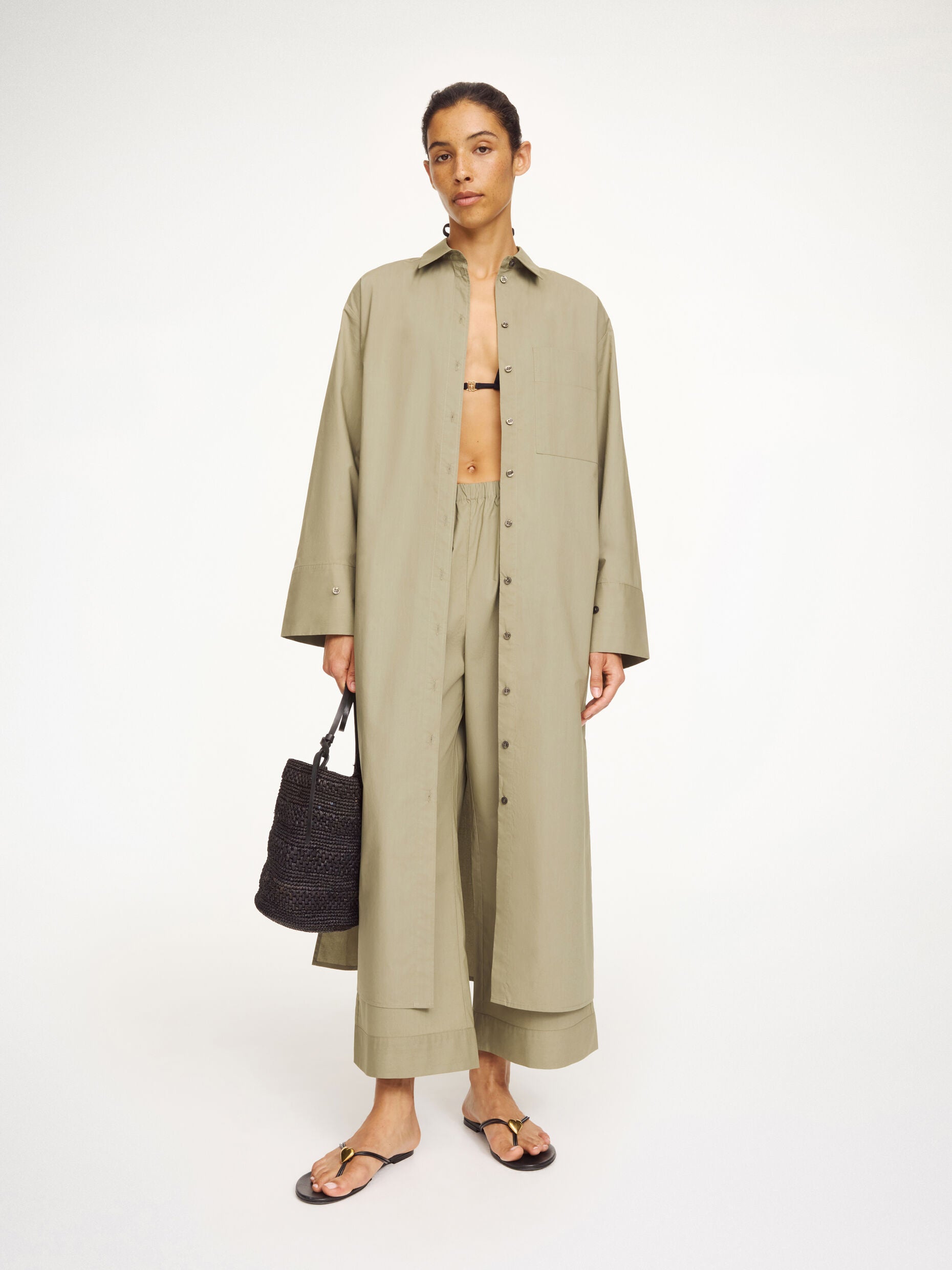 Perroti organic cotton maxi dress: Deep Lichen Green