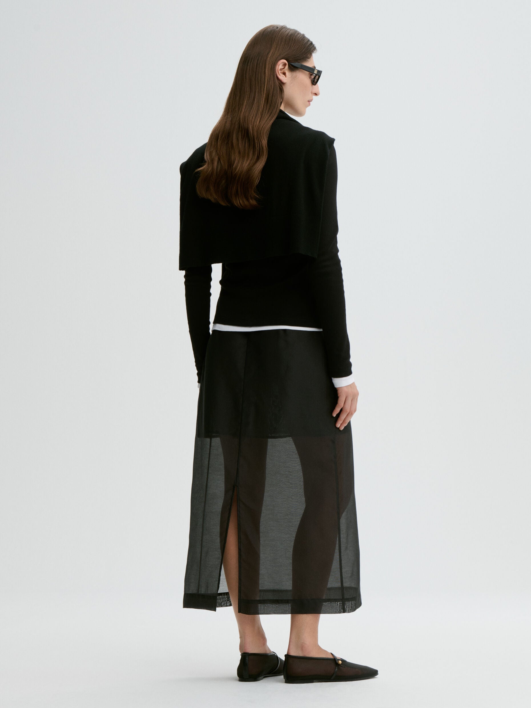 Esta silk organza skirt: Black