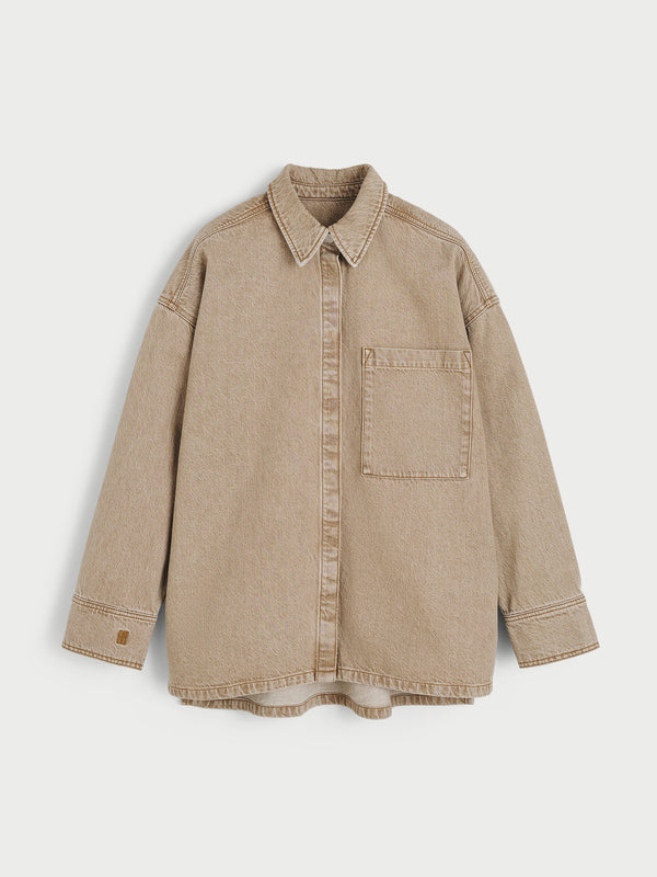 Dea organic cotton denim shirt: Toasted Coconut