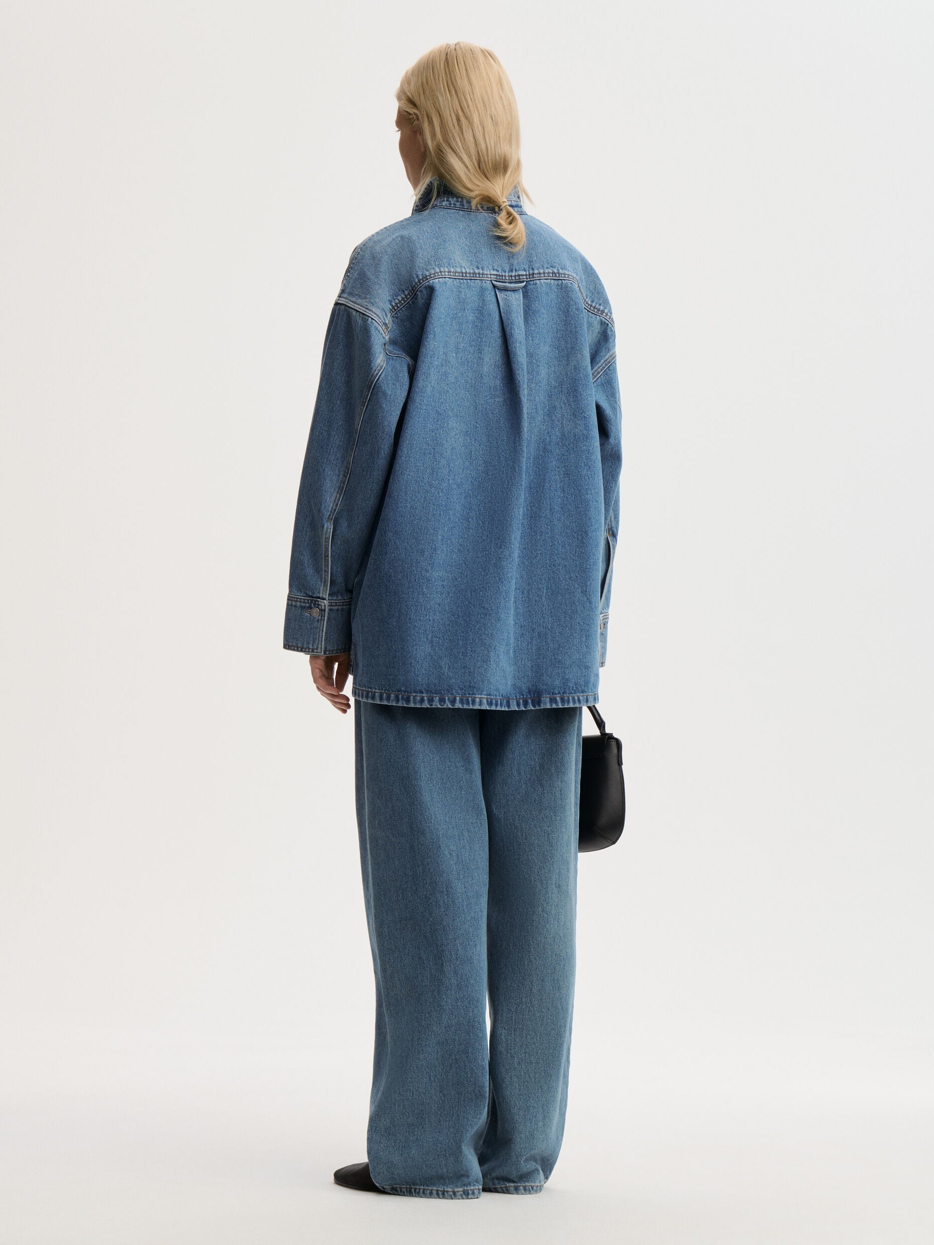 Dea organic cotton denim shirt: mid denim blue