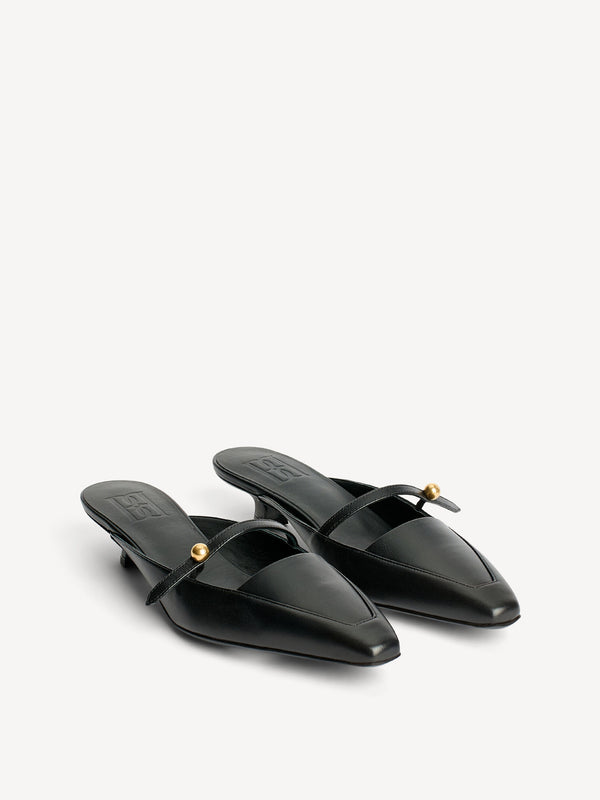 Micha leather sandals: Black