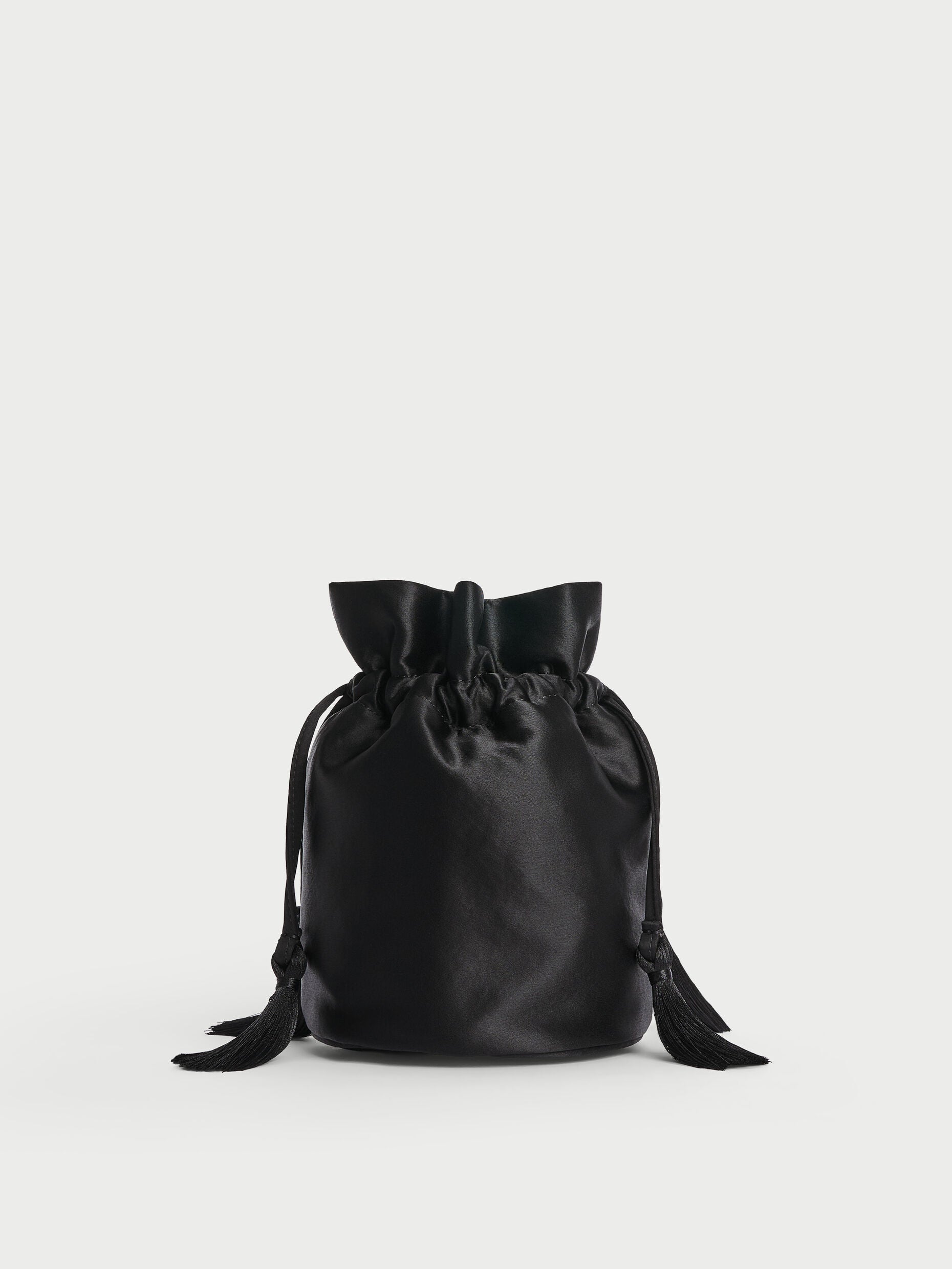 Landinna satin bucket bag: black