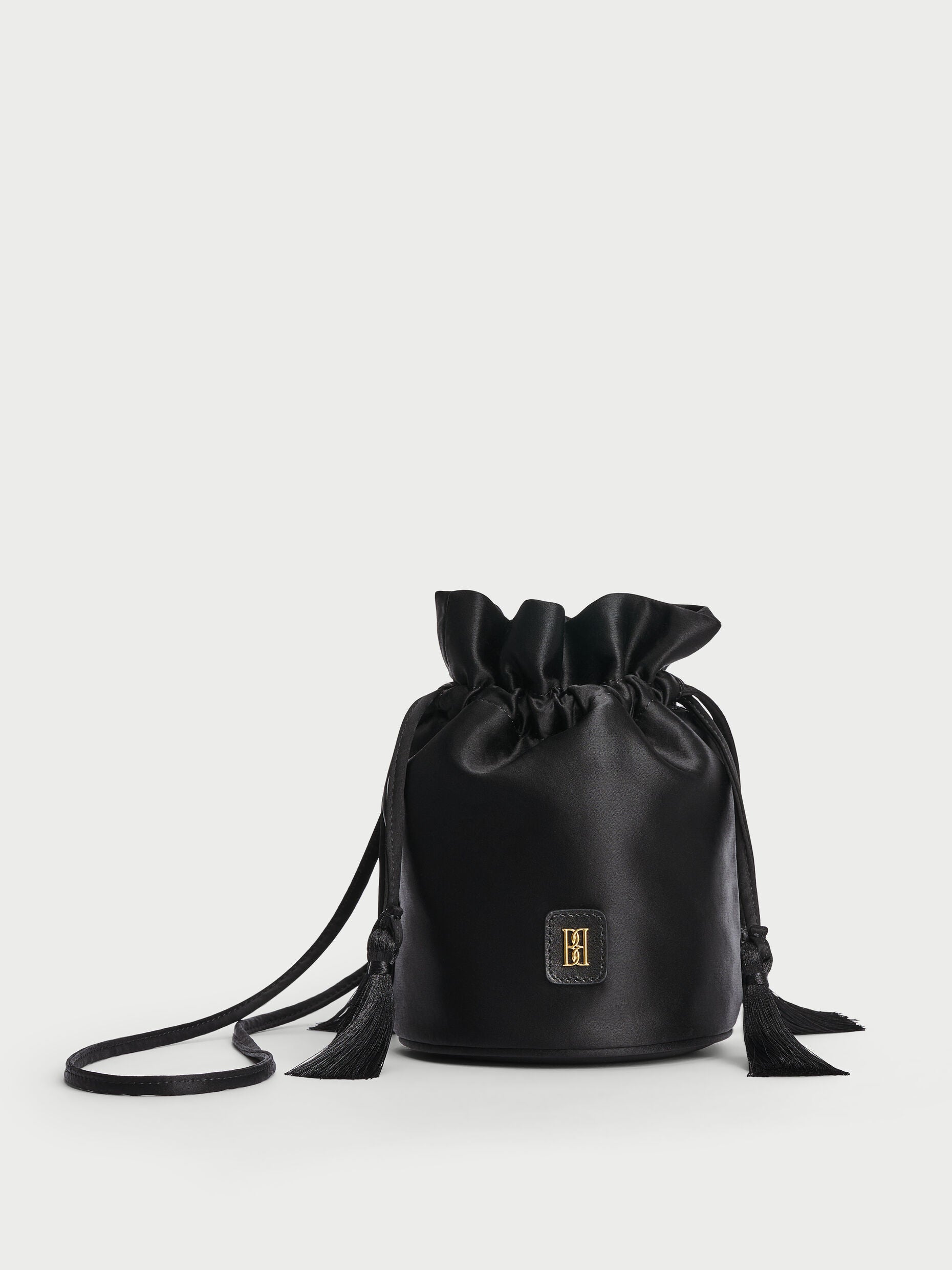 Landinna satin bucket bag: black