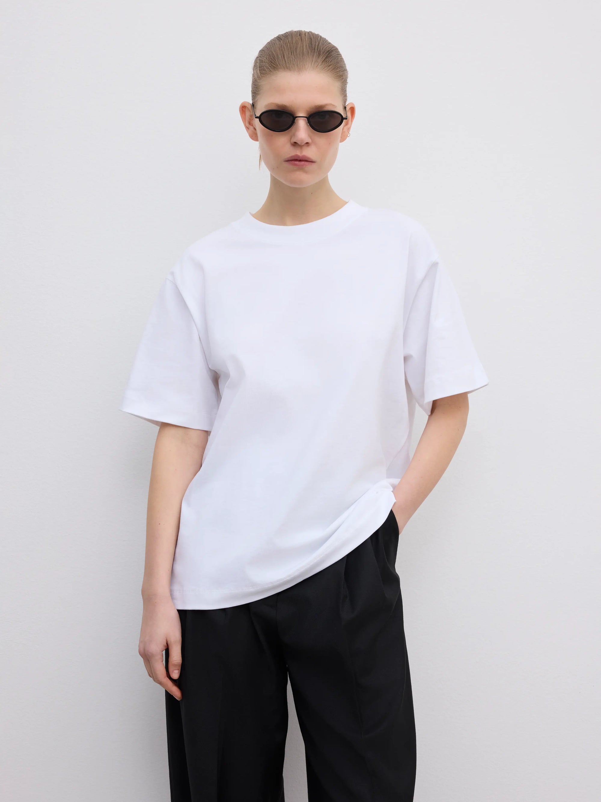 Oversized cotton tee: white