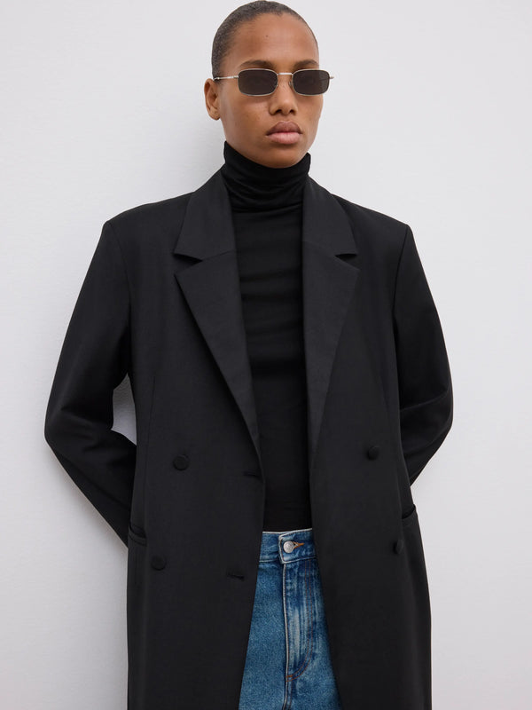 Long tailored blazer: black