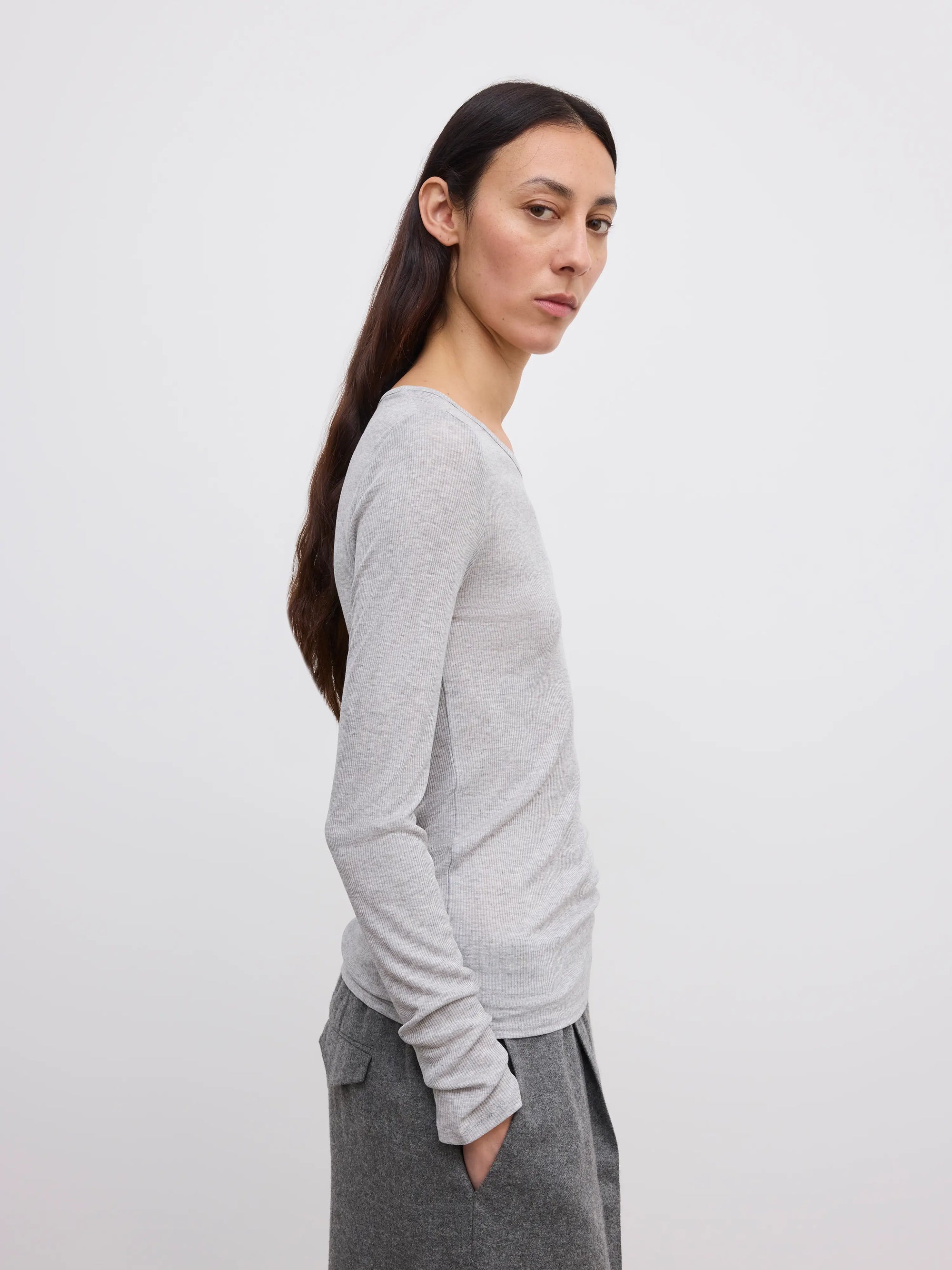 Lyocell long sleeve: grey melange