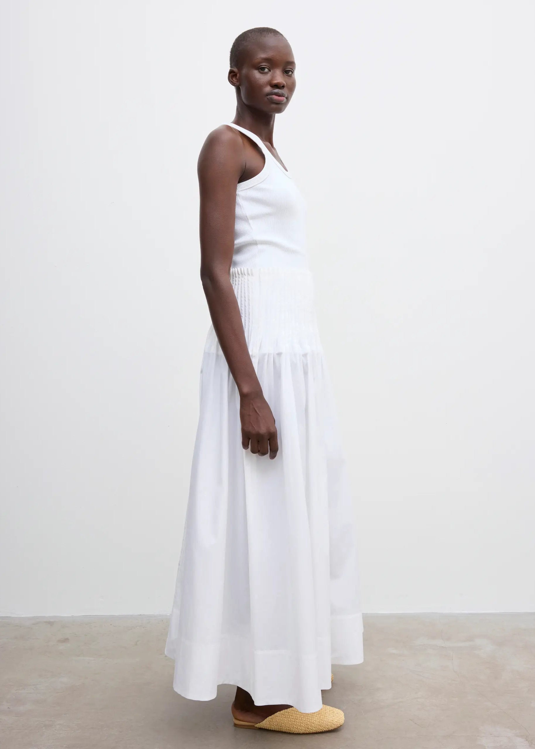 POPLIN MAXI SKIRT: WHITE