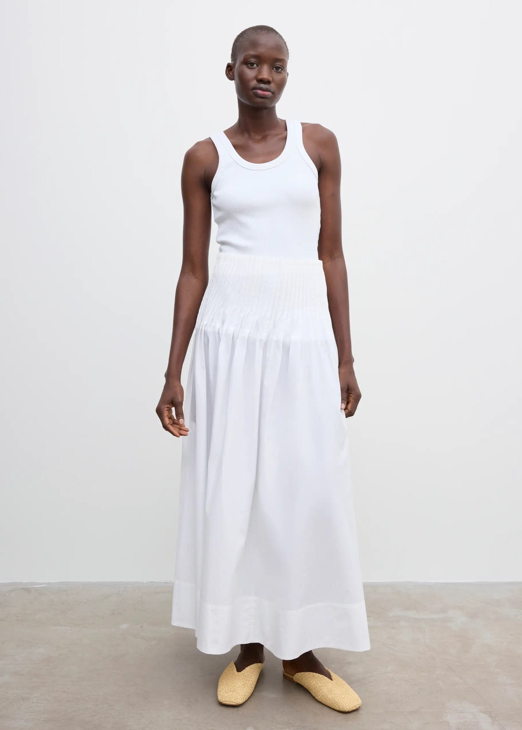 POPLIN MAXI SKIRT: WHITE
