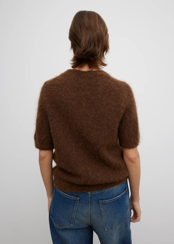 BRUSHED ALPACA TOP: TOBACCO BROWN