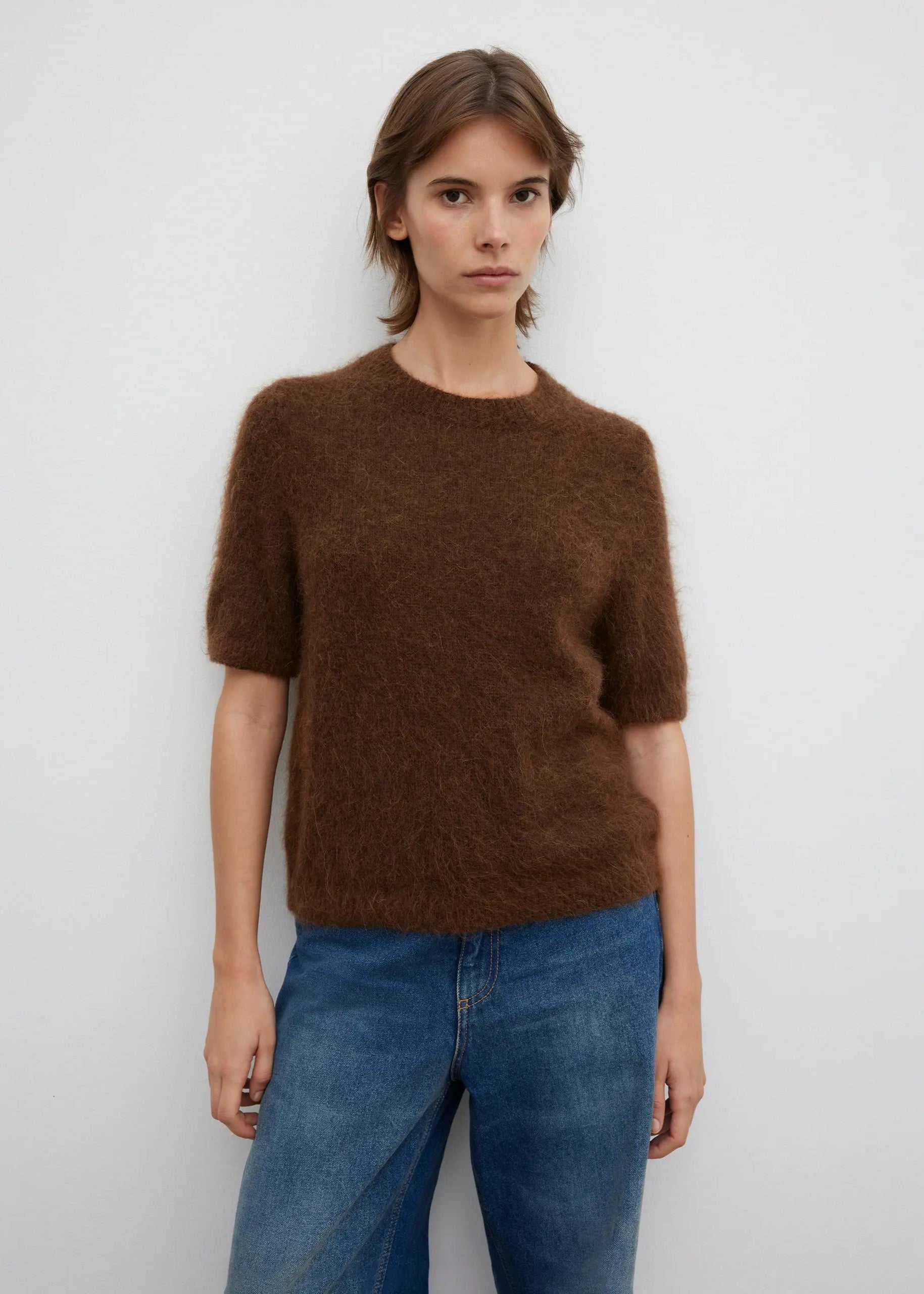 BRUSHED ALPACA TOP: TOBACCO BROWN