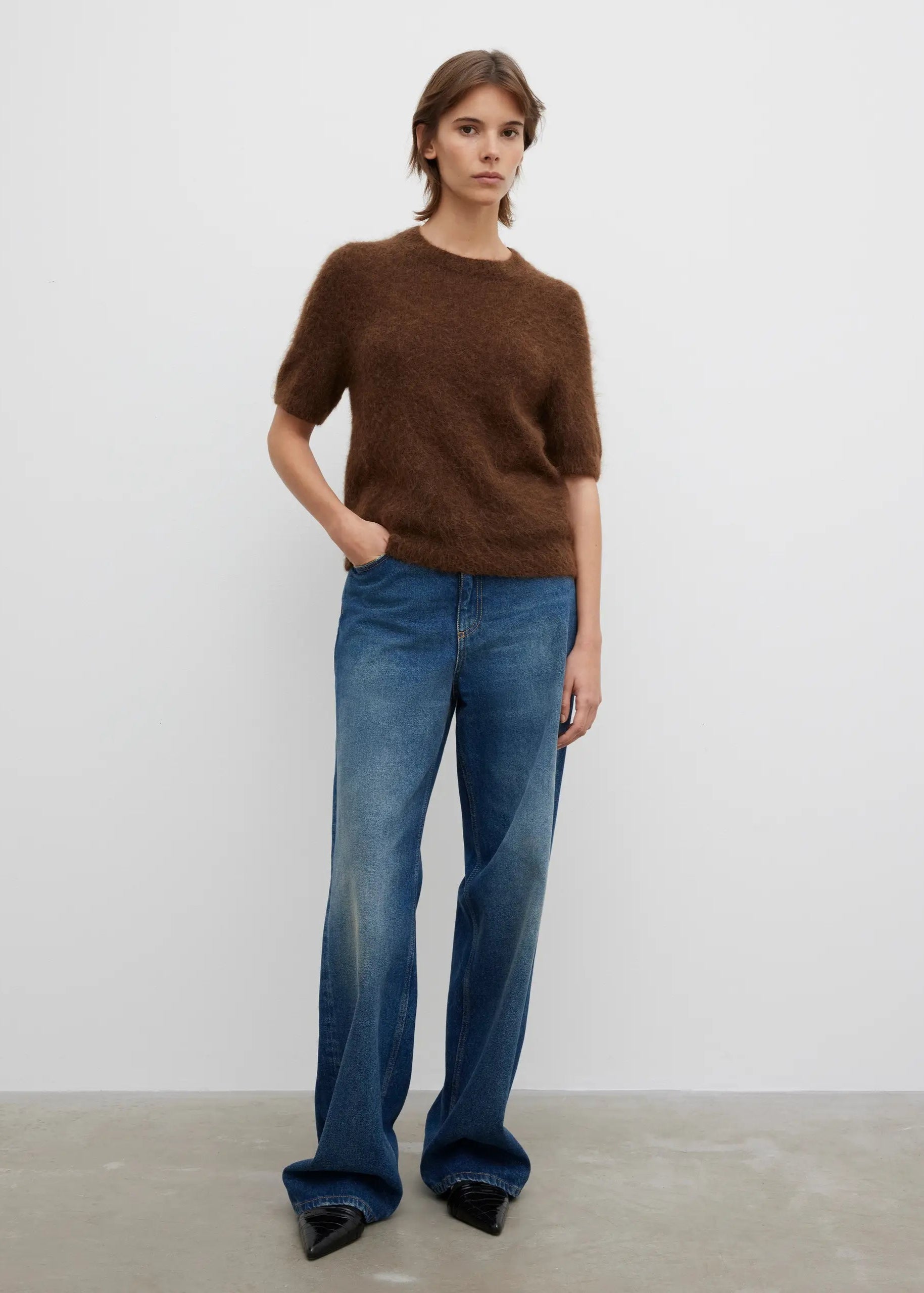 BRUSHED ALPACA TOP: TOBACCO BROWN