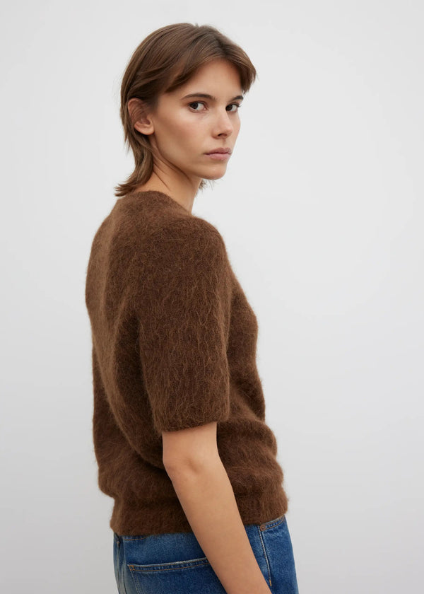 BRUSHED ALPACA TOP: TOBACCO BROWN