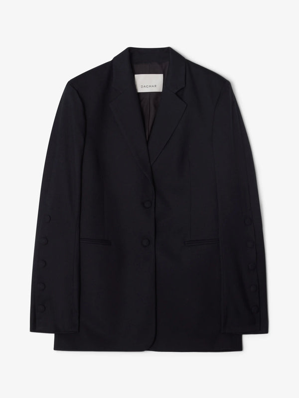 SLIM BUTTON BLAZER: BLACK