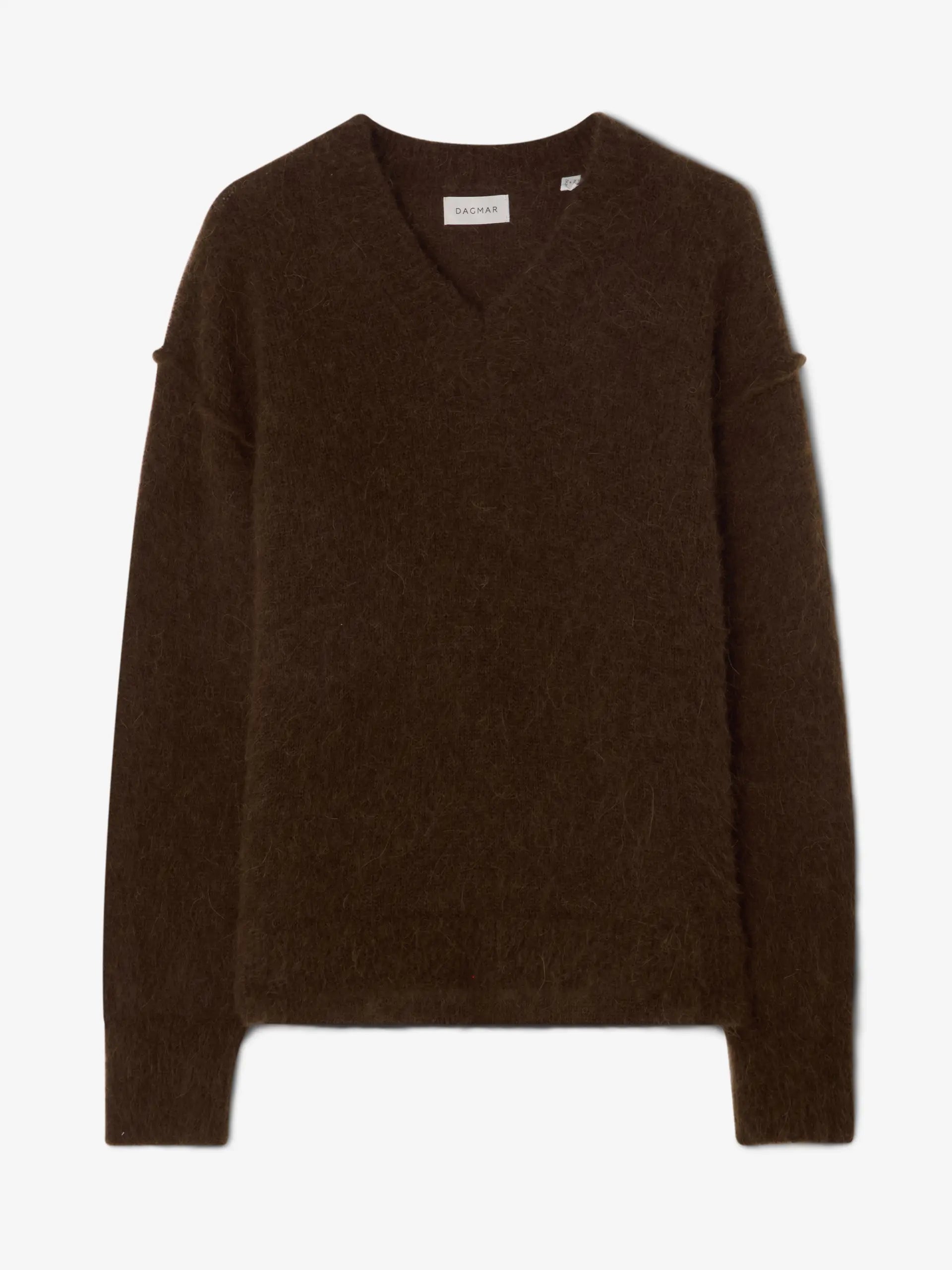V-NECK ALPACA KNIT: TOBACCO BROWN