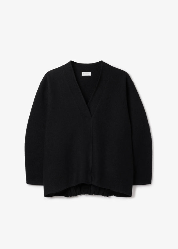 LONG WOOL CARDIGAN: BLACK