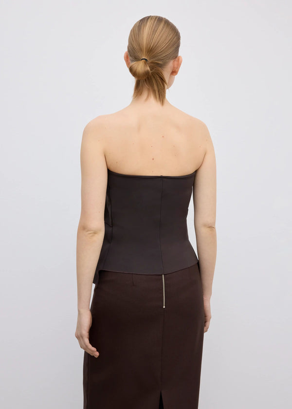 SCULPTED TUBE TOP: CHOCOLATE BROWN
