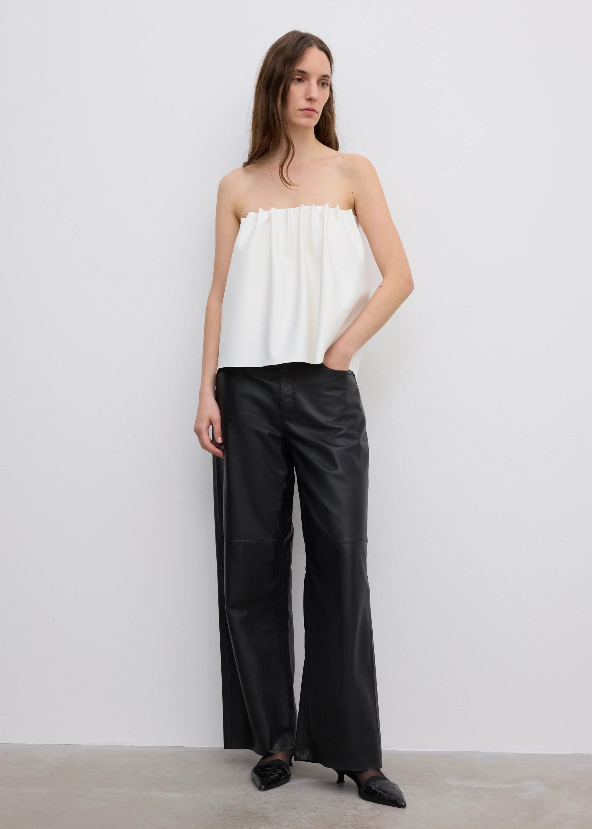 ROUCHED TUBE TOP: WHITE