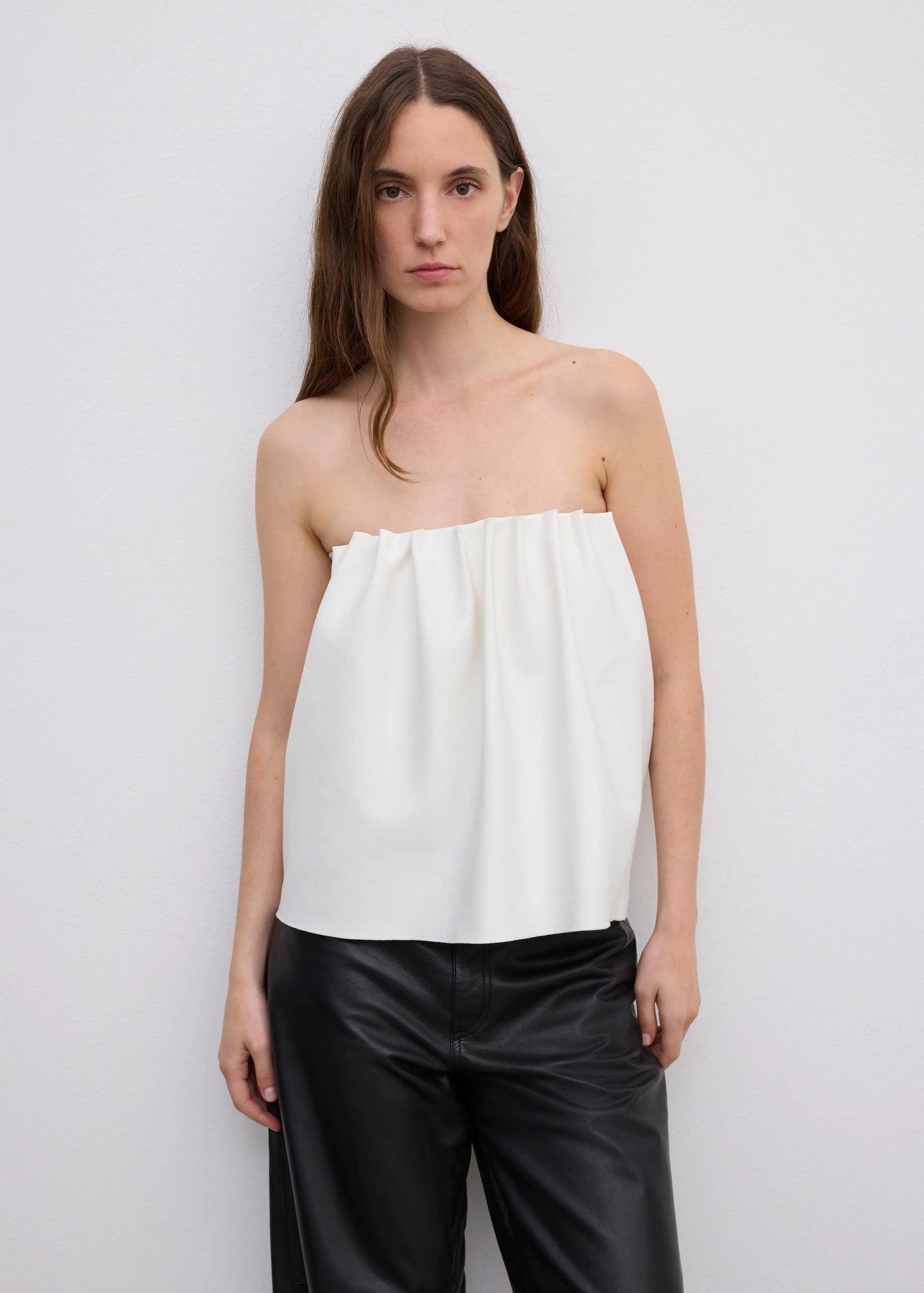ROUCHED TUBE TOP: WHITE