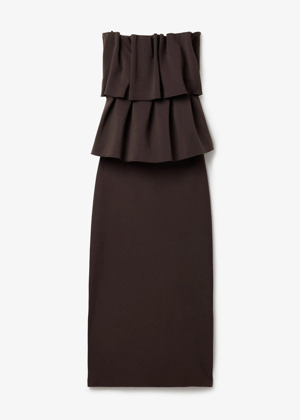 SCULPTED SLIM DRESS: CHOCOLATE BROWN