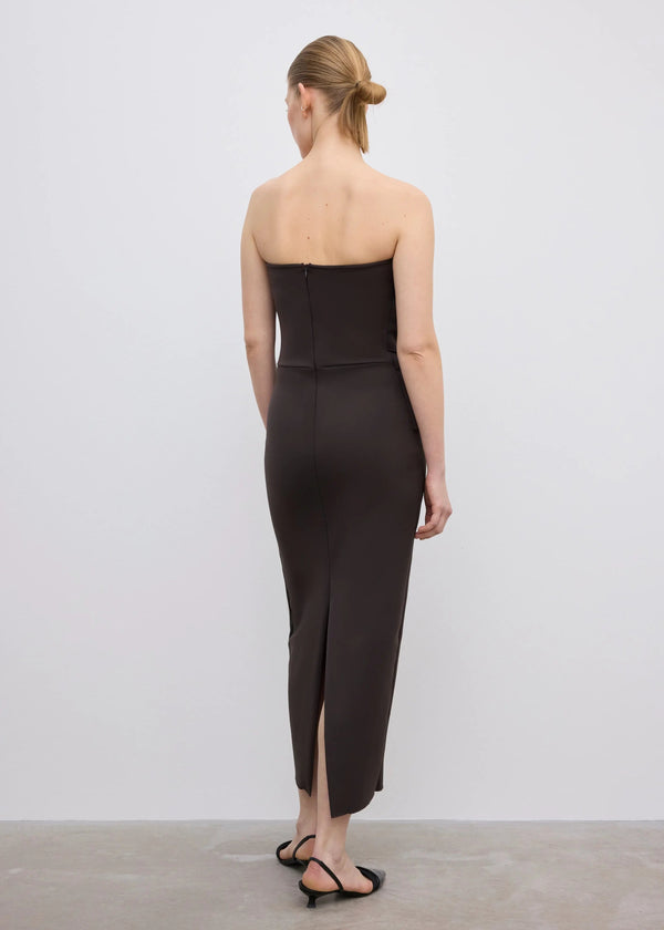 SCULPTED SLIM DRESS: CHOCOLATE BROWN