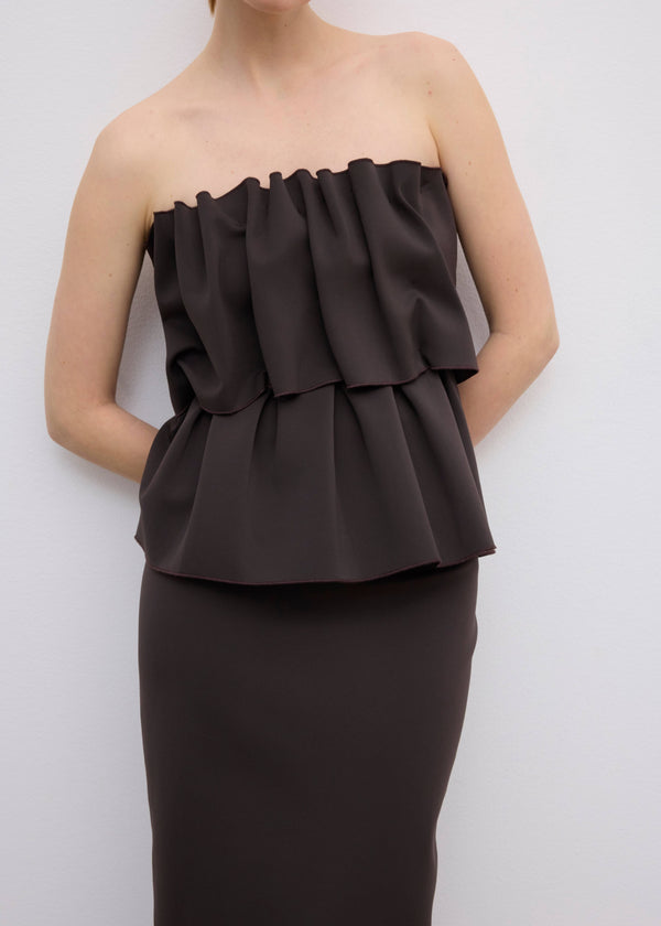 SCULPTED SLIM DRESS: CHOCOLATE BROWN