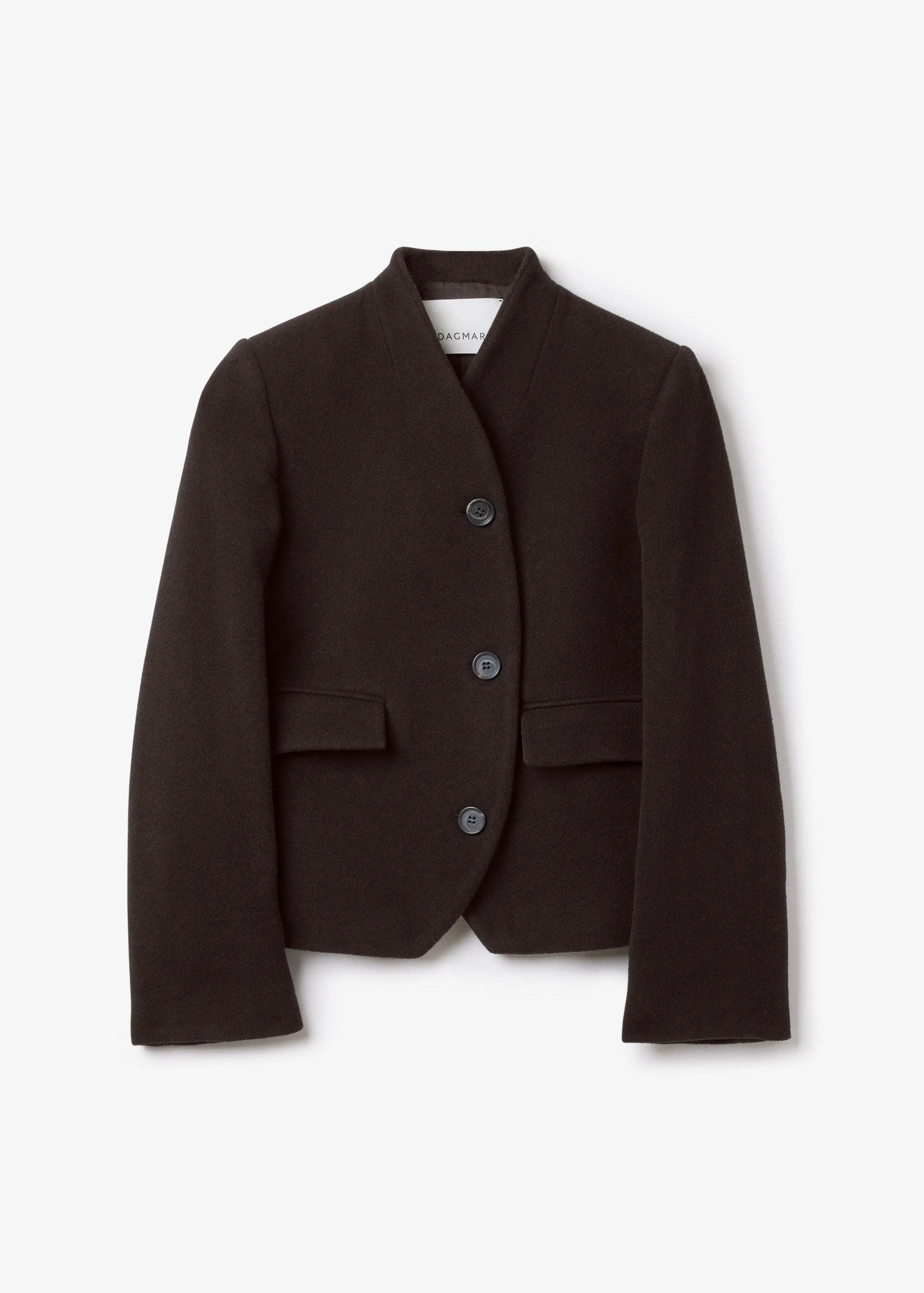 SHORT CURVED JACKET: CHOCOLATE BROWN