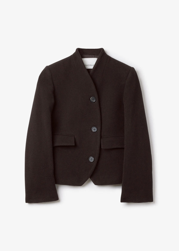 SHORT CURVED JACKET: CHOCOLATE BROWN