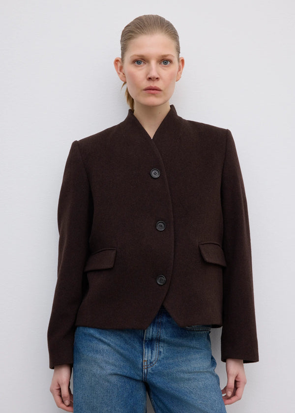 SHORT CURVED JACKET: CHOCOLATE BROWN