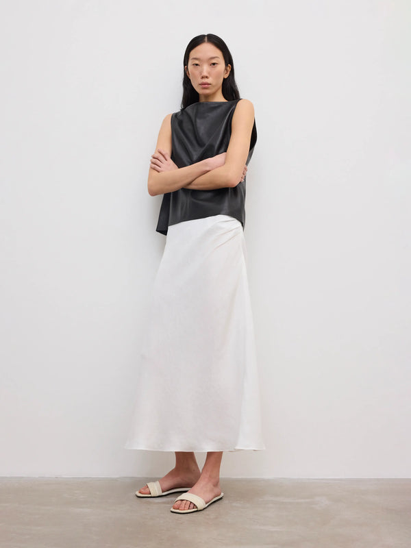 Draped Midi Skirt: White