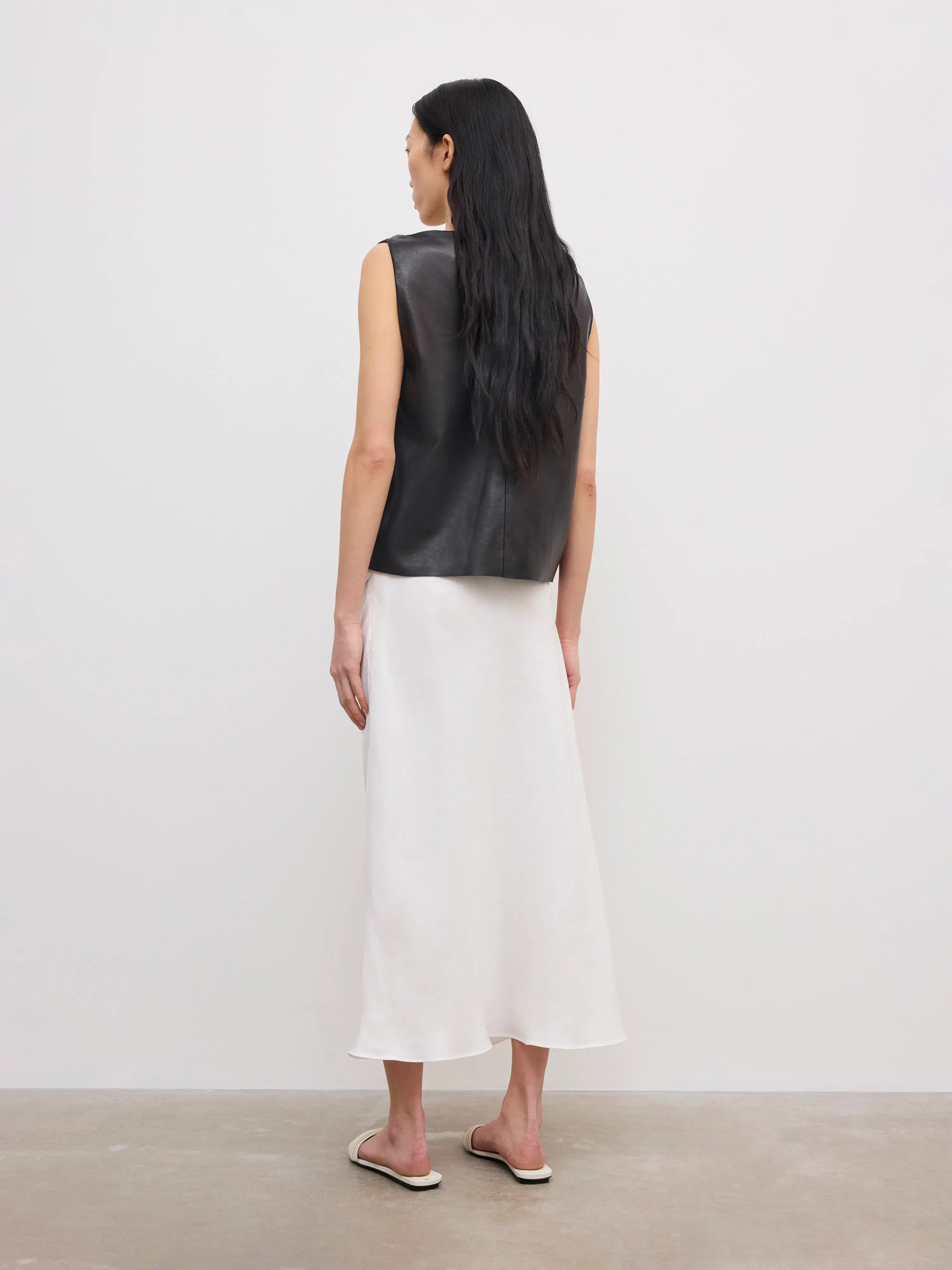 Draped Midi Skirt: White