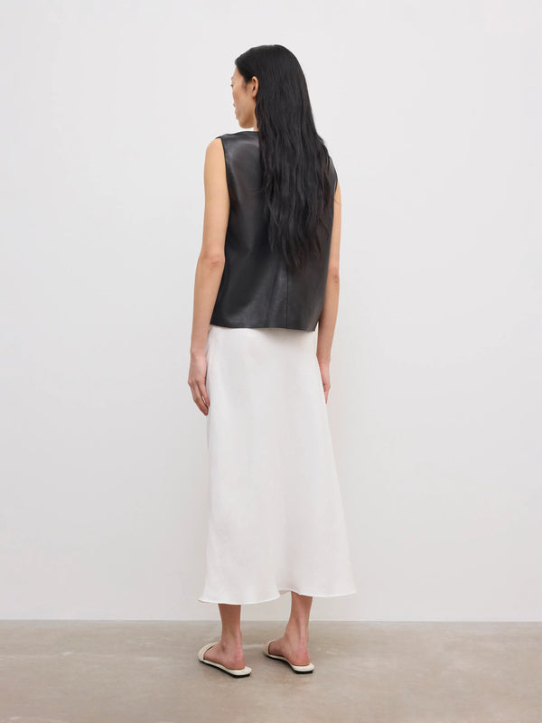 Draped Midi Skirt: White