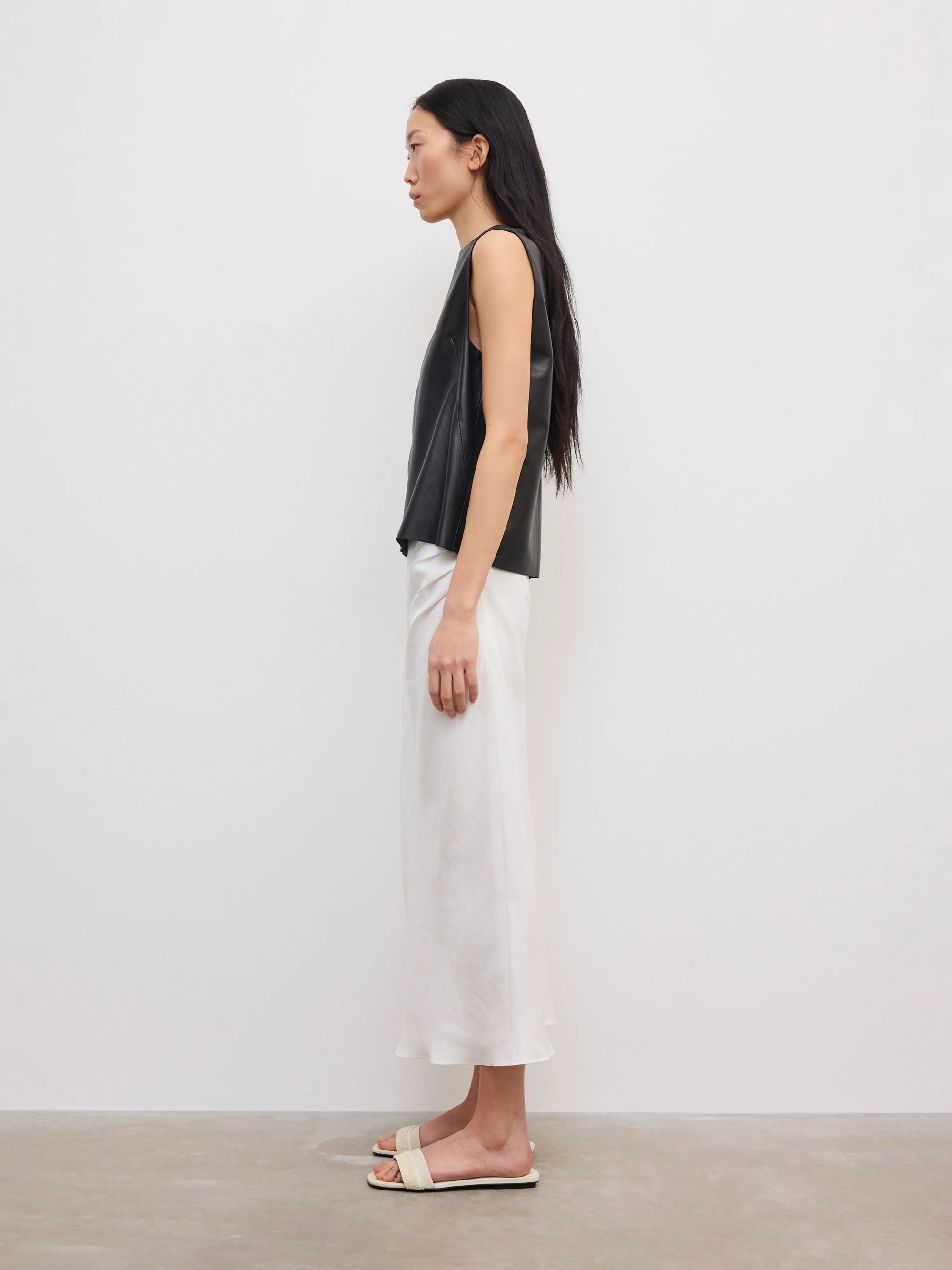 Draped Midi Skirt: White