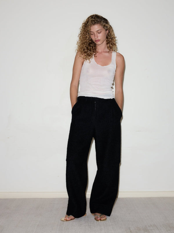 BOILED WOOL PANT: BLACK