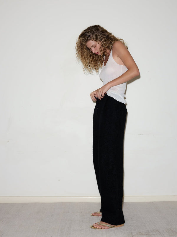 BOILED WOOL PANT: BLACK