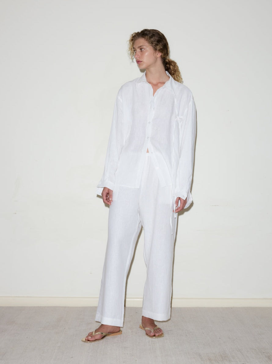 STRING LINEN PANT: WHITE