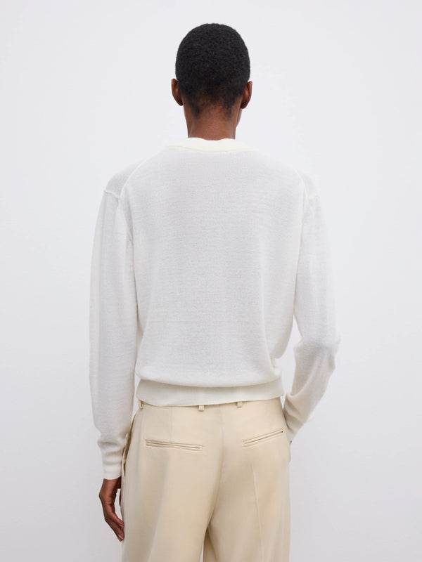 Cashmere v-neck knit: Cream White