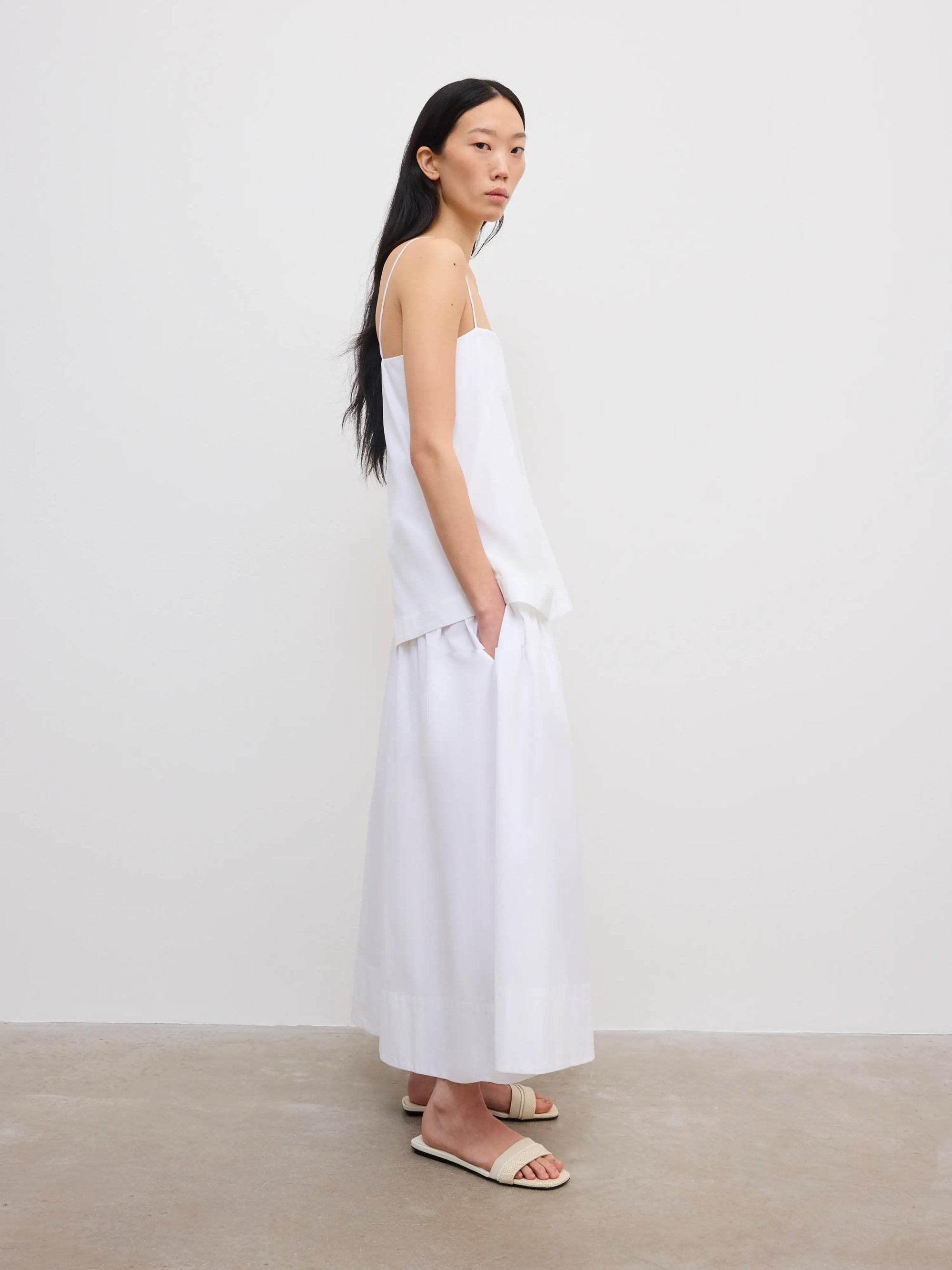 Cotton Strap Dress: White