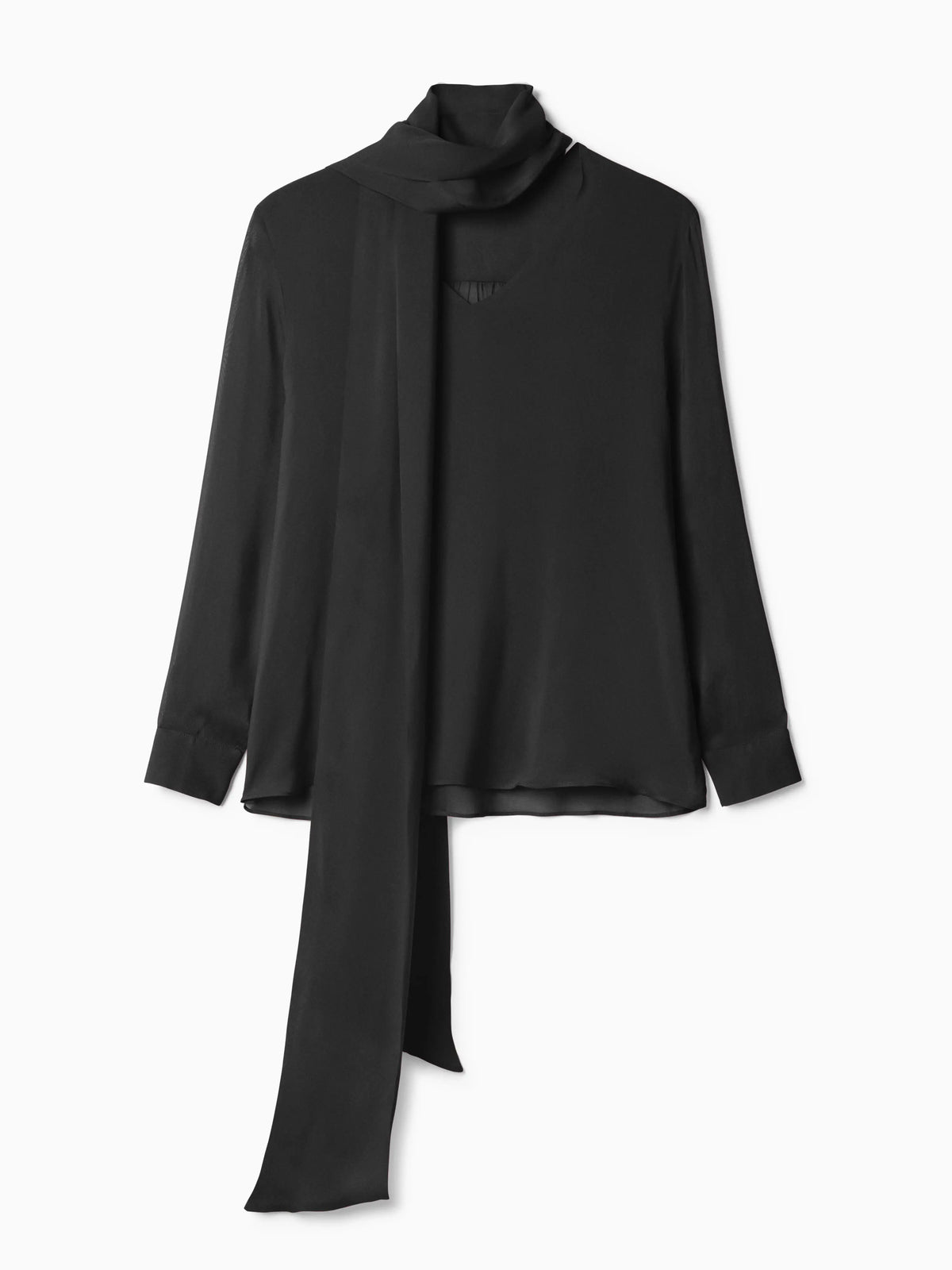 Chiffon Scarf Blouse: Black