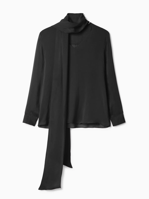 Chiffon Scarf Blouse: Black