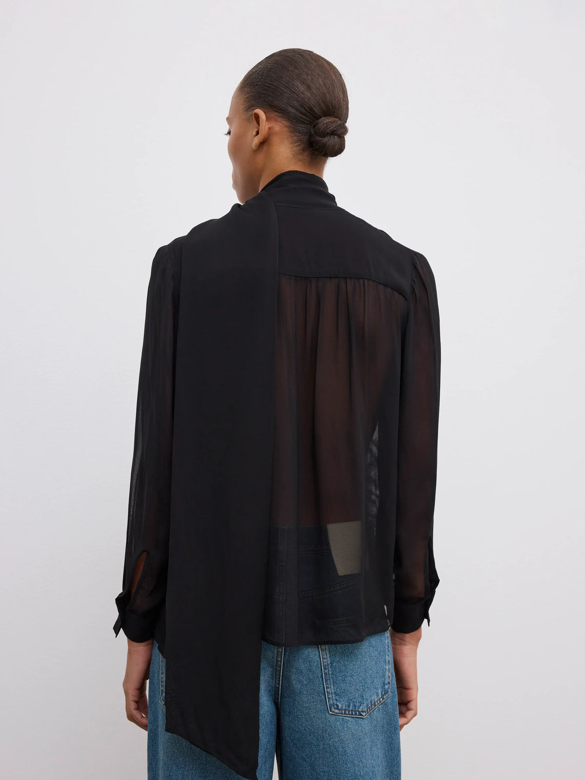 Chiffon Scarf Blouse: Black