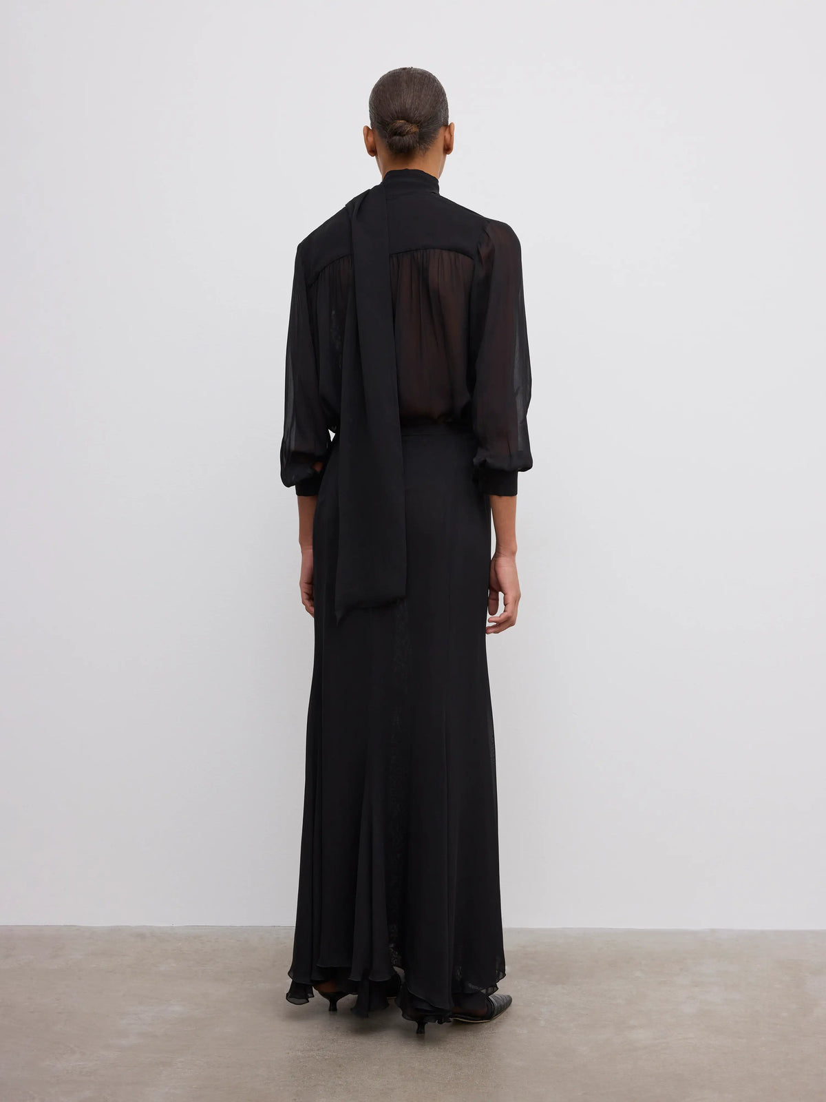 Chiffon Maxi Skirt: Black